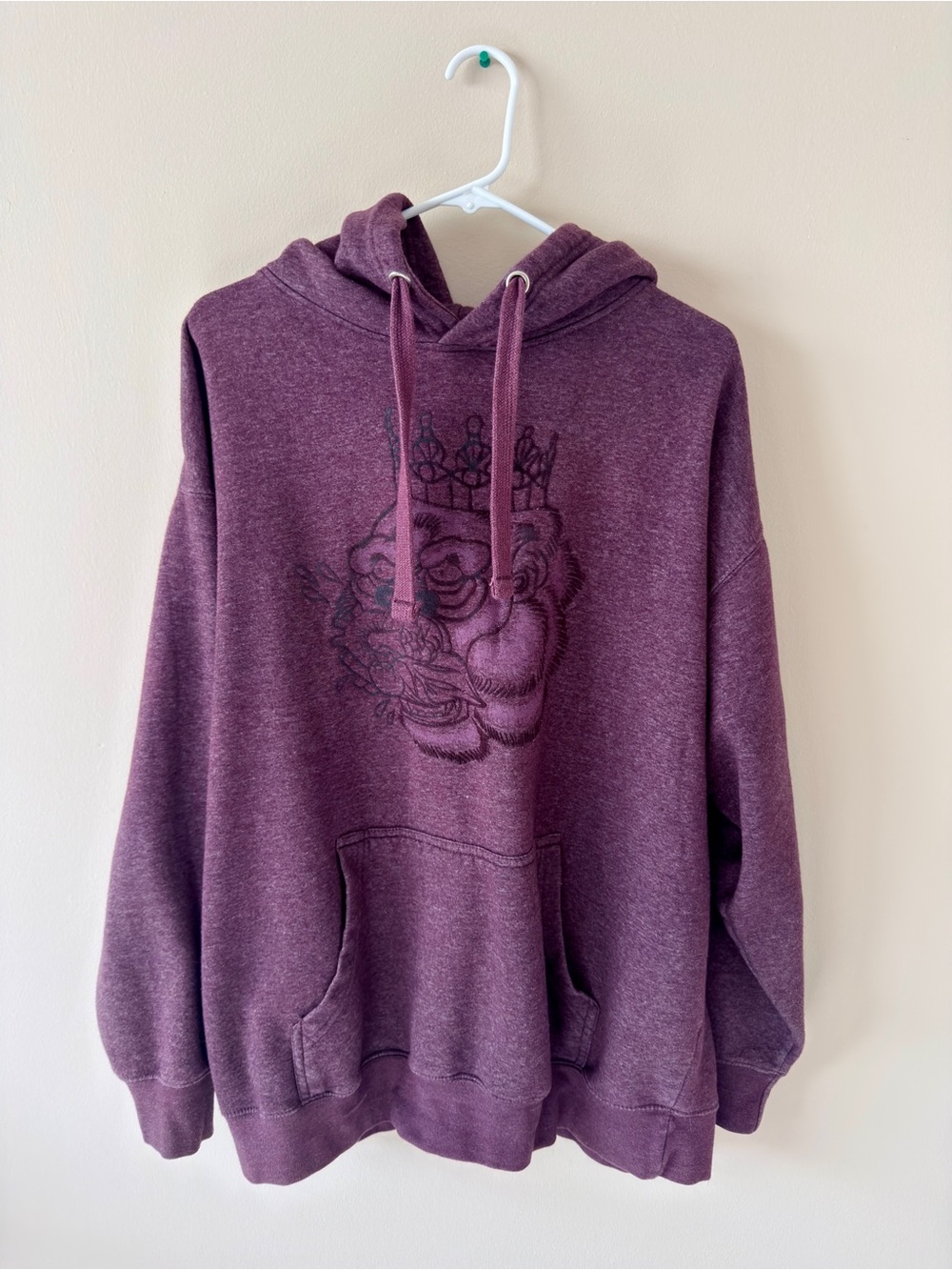 August Mcgregor Plum Graphic Hoodie with Crowned Floral Skull